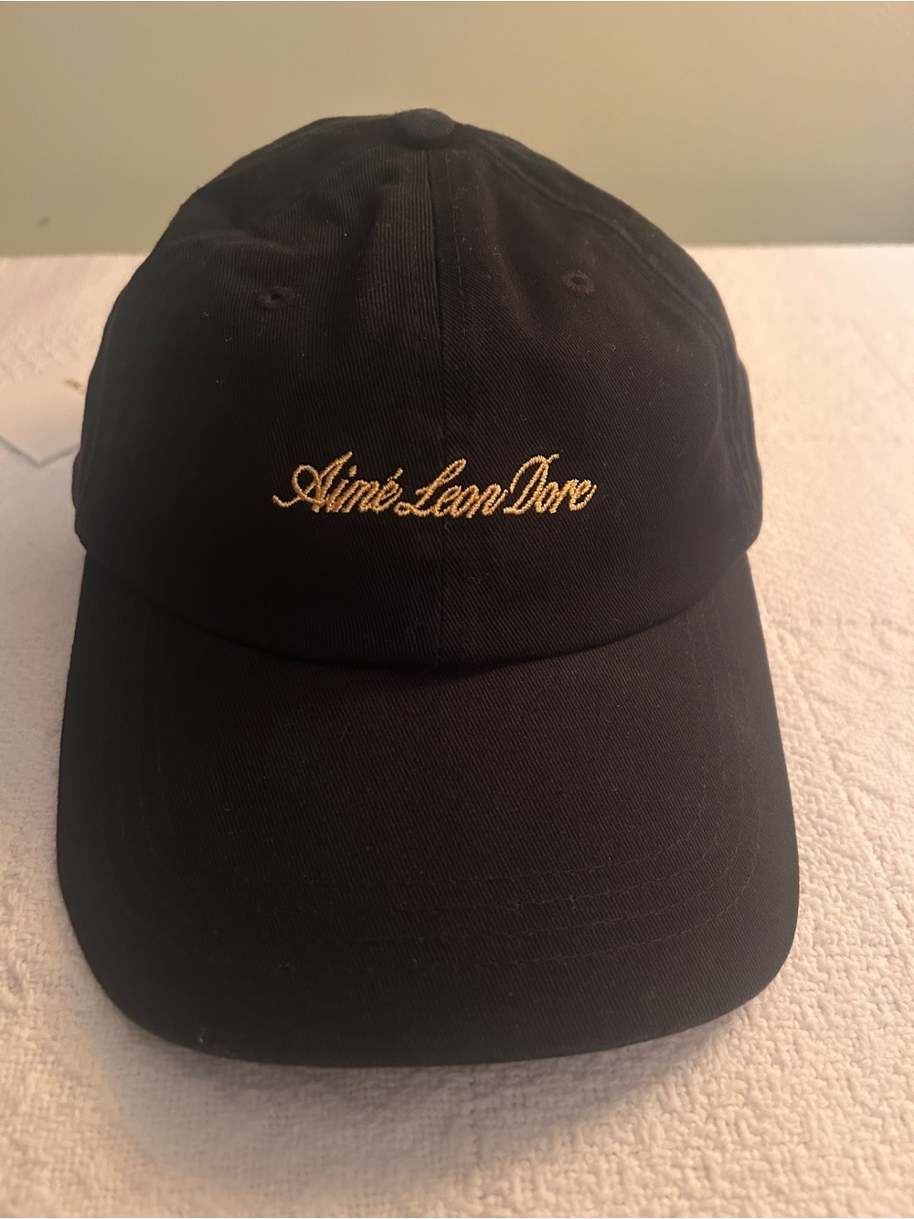 Aimé Leon Dore Washed Chino Script Cap Jet Black with Gold FW25AH022 NWT